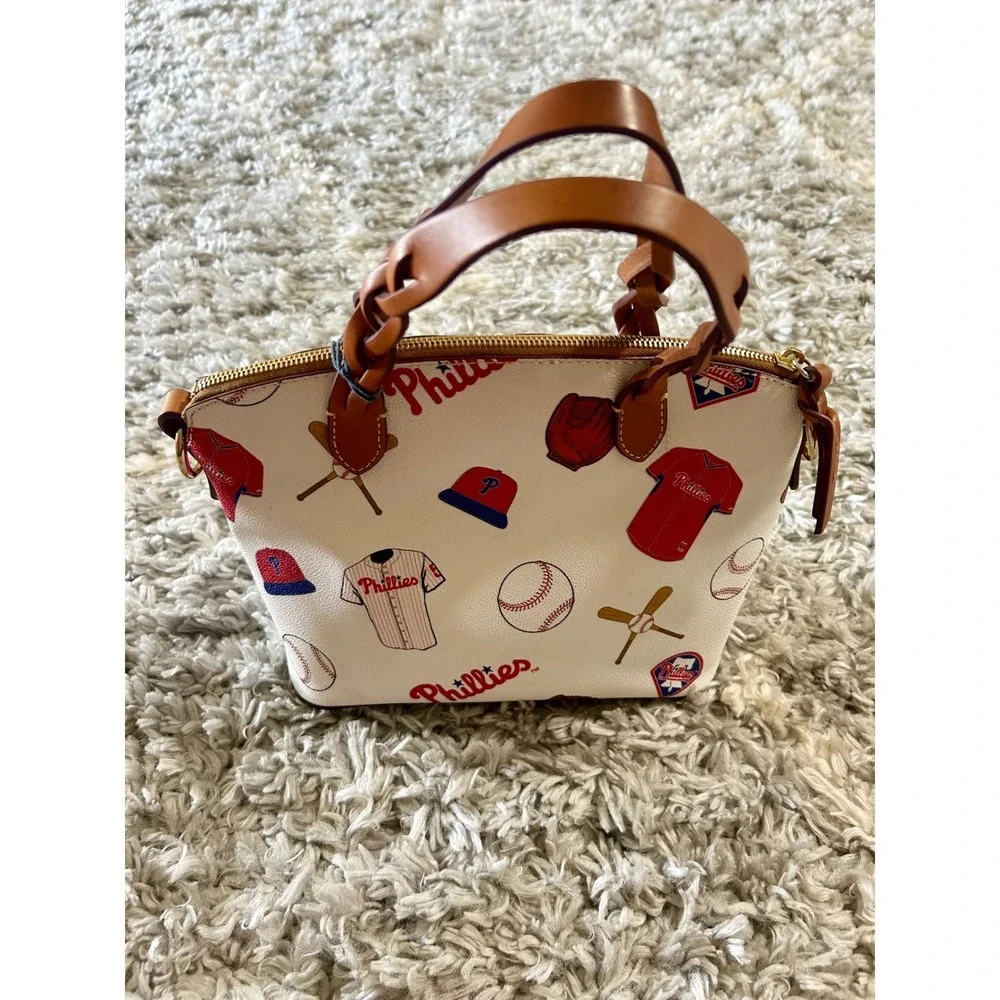 Dooney & Bourke Philadelphia Phillies MLB Satchel Small Celeste Bag in White